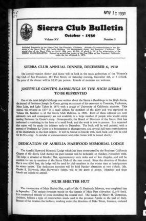 Sierra Club Bulletin 1930 Vol 15 No 5 October thumbnail